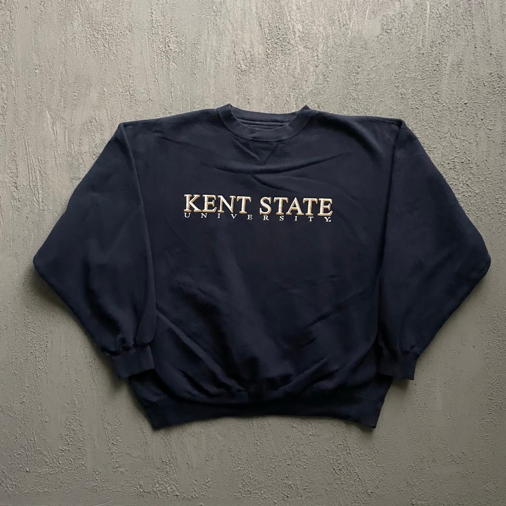Vintage Kent State University Sweatshirt Mens XXL Navy Blue 90s Gear For‎ Sports